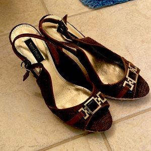 Never worn. White House Black Market. Tuscan brown summer sandal in Size 9.5